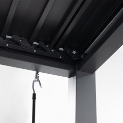 Pergola tarasowa aluminiowa wolnostojąca z lamelami alu 3x3 m szara – Evia I