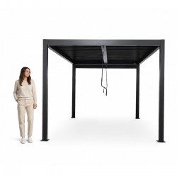Pergola tarasowa aluminiowa wolnostojąca z lamelami alu 3x3 m szara – Evia I