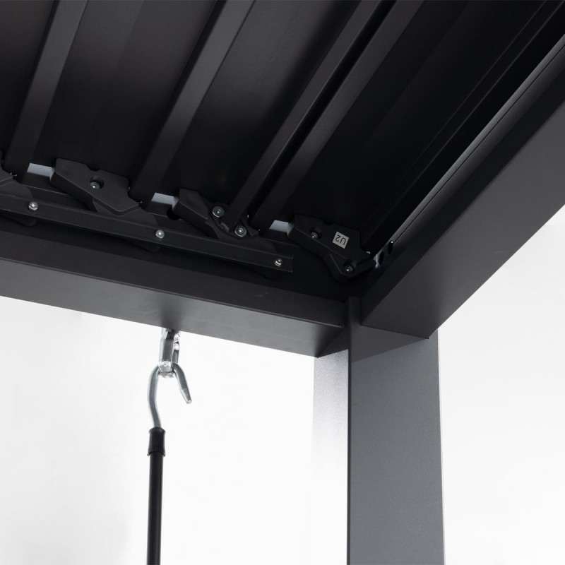 Pergola tarasowa aluminiowa wolnostojąca z lamelami alu 4x4 m szara – Evia VI