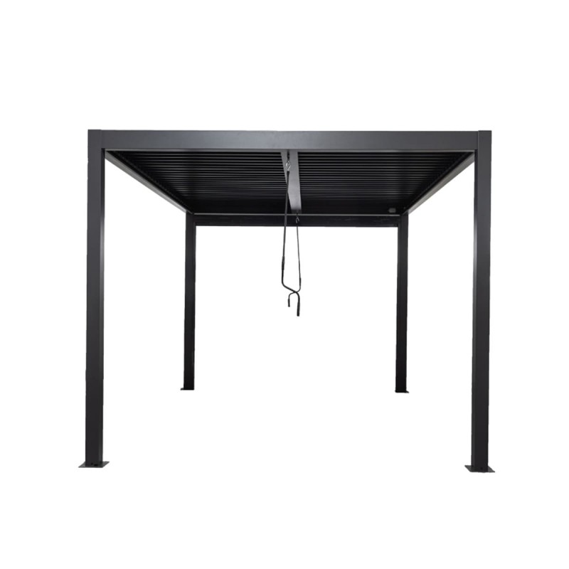 Pergola tarasowa aluminiowa wolnostojąca z lamelami alu 4x4 m szara – Evia VI