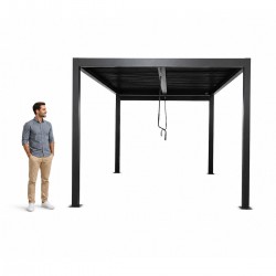 Pergola tarasowa aluminiowa wolnostojąca z lamelami alu 4x4 m szara – Evia VI