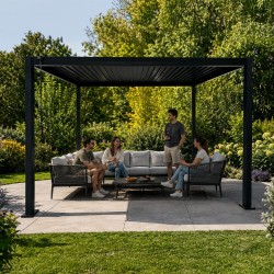 Pergola tarasowa aluminiowa wolnostojąca z lamelami 3x4 m szara – Paxi II