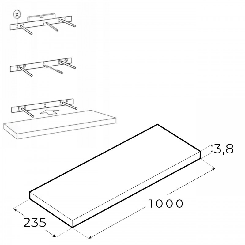Półka ścienna samowisząca 100cm zaokrąglona  - Taso - 7