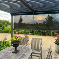 Zestaw Pergola tarasowa, szara aluminiowa - Kea II 3x4m + ścianka PC + żaluzje GRINDI IN THE GARDEN - 11