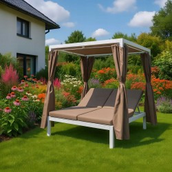 Pergola leżak ogrodowy z zadaszeniem - Kayan I - 207x147x205 biała GRINDI - 1