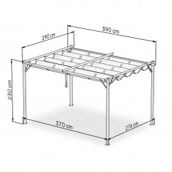 Pergola tarasowa szara z beżowym poszyciem - Irda II 2,9x3,9m GRINDI IN THE GARDEN - 3
