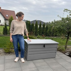 Skrzynia ogrodowa metalowa - Orto 400 litrów - szara GRINDI IN THE GARDEN - 7