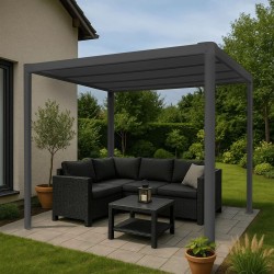 Pergola tarasowa, szara aluminiowa automatyczny dach - Paros I 3x4m GRINDI IN THE GARDEN - 14