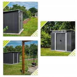 Domek narzędziowy metalowy 1,9 x 2,4 x 2,0 m szary - Domek ogrodowy Ribes I GRINDI IN THE GARDEN - 17