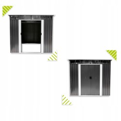 Domek ogrodowy metalowy, szary - Ribes II - 236x238x202 Grindi - 17