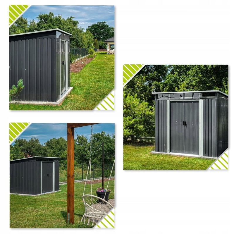 Domek ogrodowy metalowy, szary - Ribes II - 236x238x202 Grindi - 19