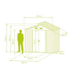 Domek ogrodowy metalowy, szary - Ulmus I - 173x235x225 Grindi - 18