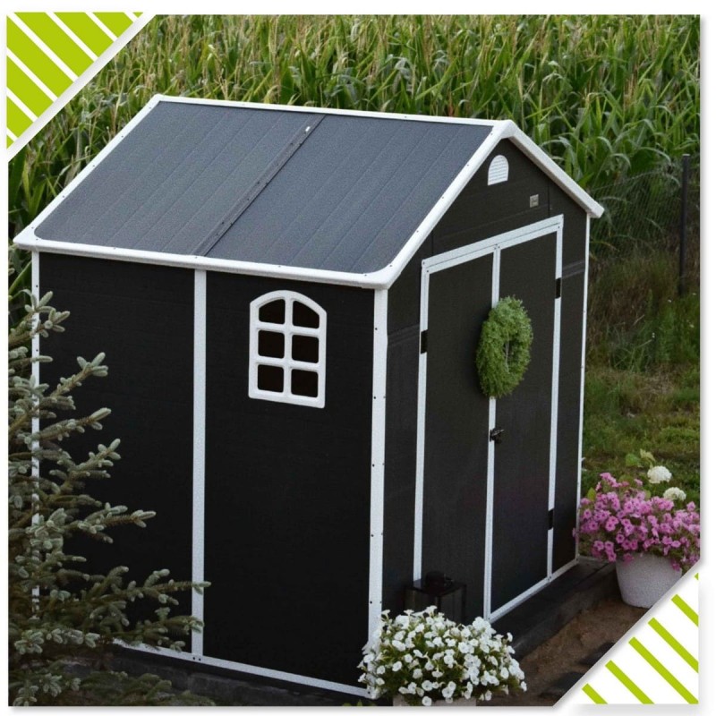 Domek ogrodowy plastikowy, szary - Bellis I - 134x104x204 Grindi - 12