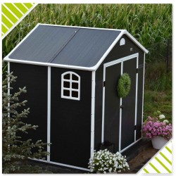 Domek ogrodowy plastikowy, szary - Bellis III - 242x192x239 Grindi - 19