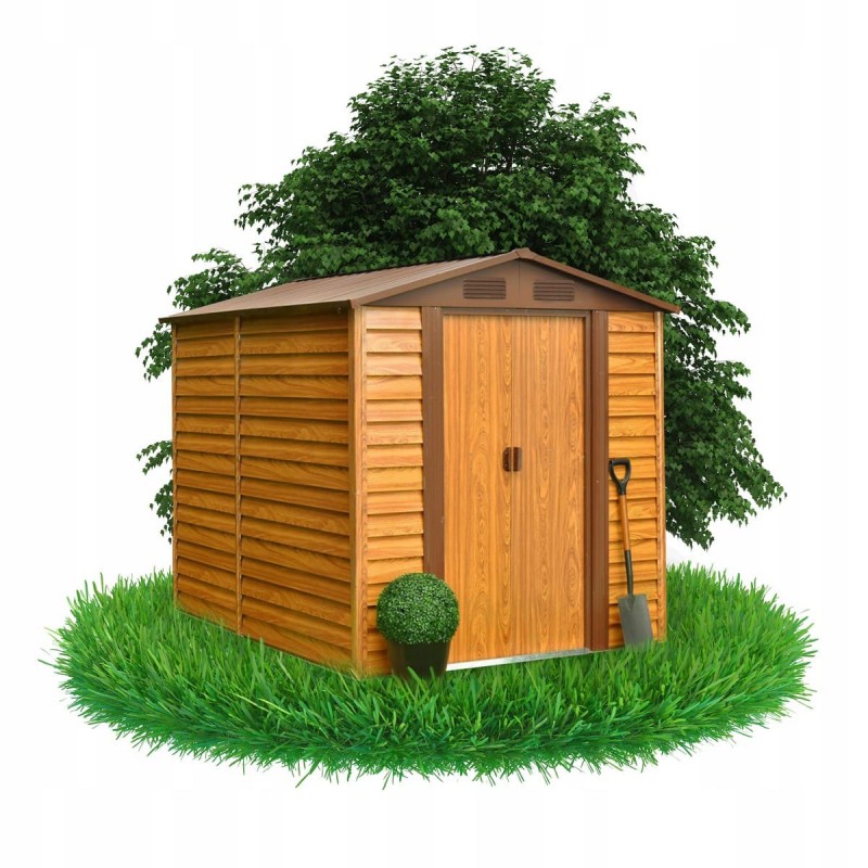 Domek ogrodowy metalowy, imitacja drewna - Arbor II - 195x236x209 Grindi - 11