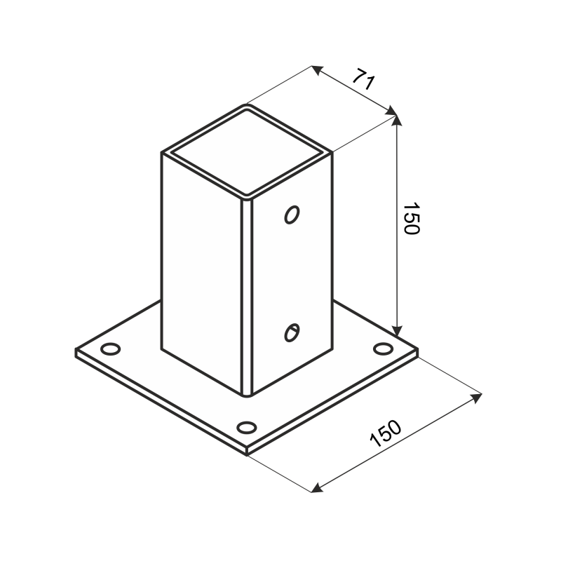 Podstawa słupa - prostokątna - PSP GRUNDLINE - 2