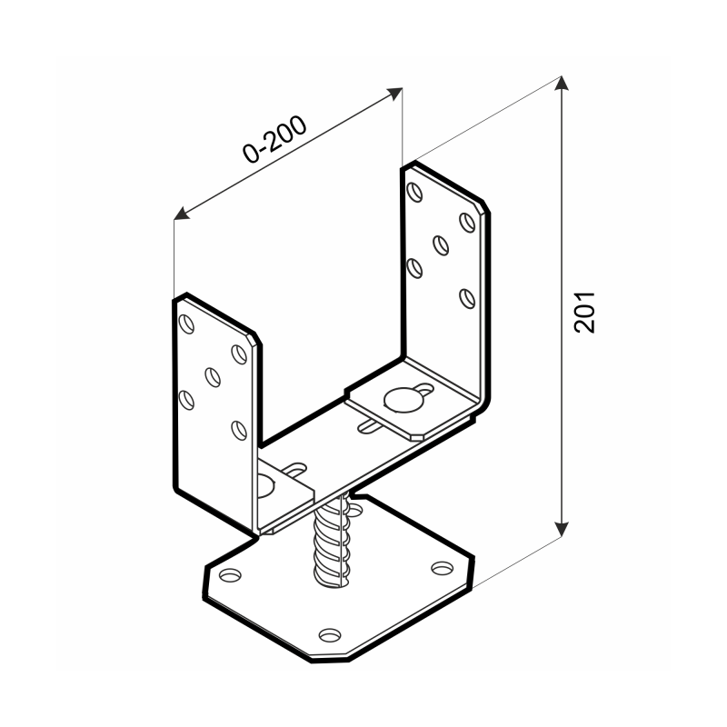 Podstawa słupa - regulowana - PSRT 60-200x136x4,0 GRUNDLINE - 3