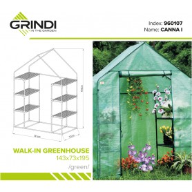Szklarnia ogrodowa zielona domek - 143x73x195 - Canna I Grindi - 13