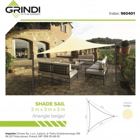 Żagiel przeciwsłoneczny trójkątny beżowy Grindi - 4