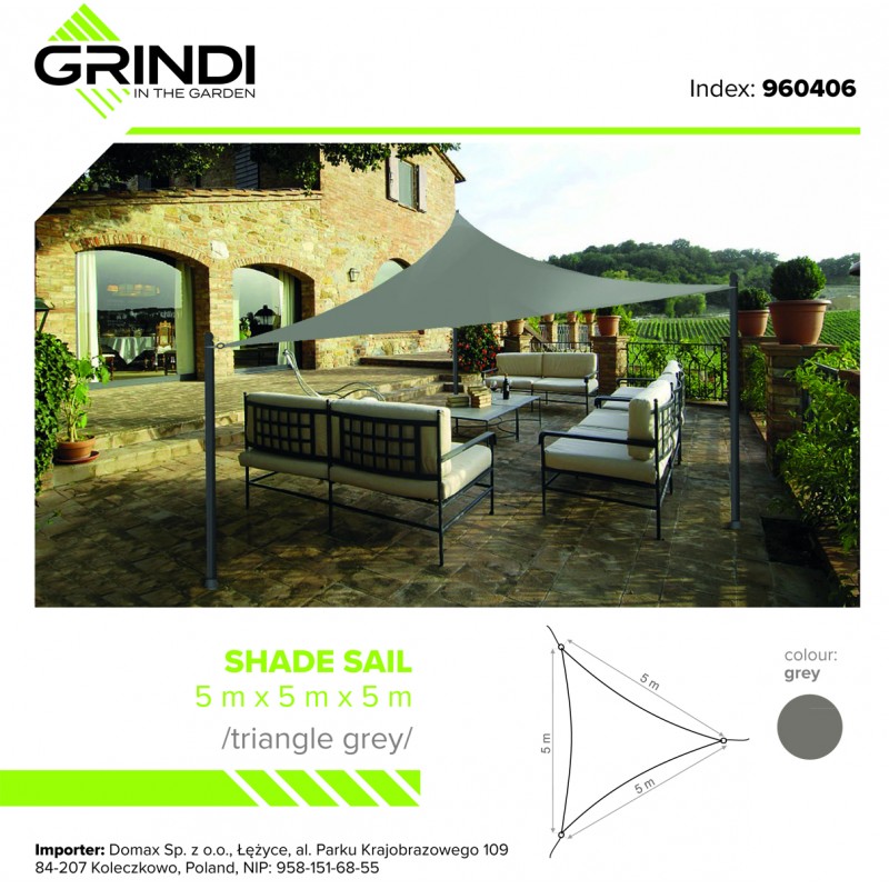 Trójkątny żagiel przeciwsłoneczny - szary Grindi - 10