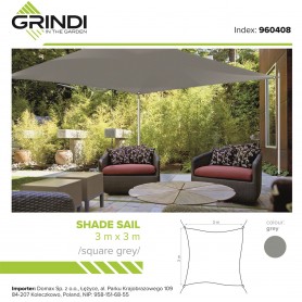 Żagiel przeciwsłoneczny kwadratowy szary Grindi - 4