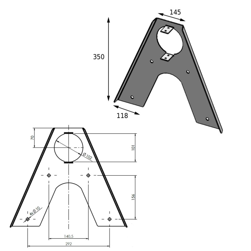 Łącznik belki okrągłej 100x350x2,0 zielony - GHL 4 Grindi - 3