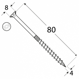 Wkręt ciesielski z łbem stożkowym 4,5 mm - CS - 200 szt DMX - 12