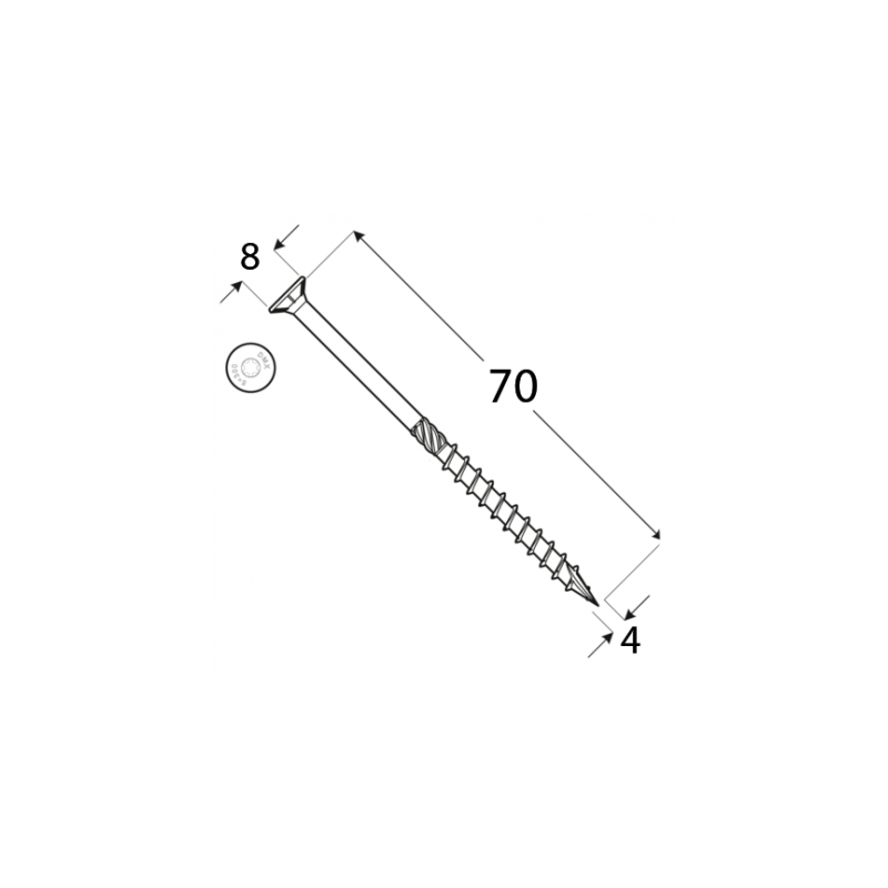 Wkręt ciesielski z łbem stożkowym 4,5 mm - CS - 200 szt DMX - 11