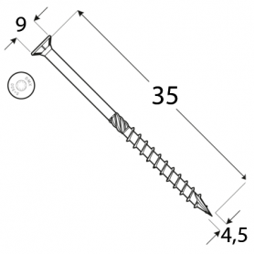 Wkręt ciesielski z łbem stożkowym 4,5 mm - CS - 200 szt DMX - 6