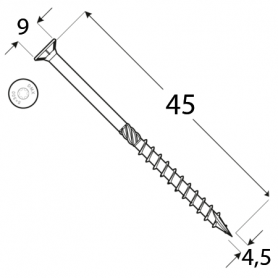 Wkręt ciesielski z łbem stożkowym 4,5 mm - CS - 200 szt DMX - 8