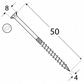 Wkręt ciesielski z łbem stożkowym 4 mm - CS - 200 szt DMX - 9