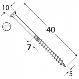Wkręt ciesielski z łbem stożkowym 5mm - CS - karton DMX - 8