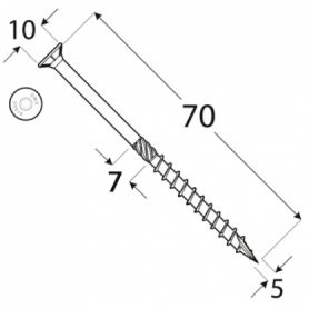 Wkręt ciesielski z łbem stożkowym 5mm - CS - karton DMX - 12