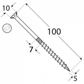 Wkręt ciesielski z łbem stożkowym 5mm - CS - karton DMX - 15