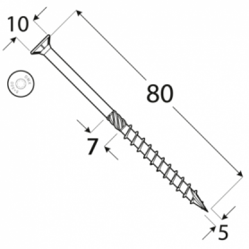 Wkręt ciesielski z łbem stożkowym 5mm - CS - karton DMX - 13
