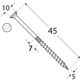 Wkręt ciesielski z łbem stożkowym 5mm - CS - karton DMX - 9