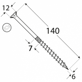 Wkręt ciesielski z łbem stożkowym 6mm - CS - karton DMX - 14