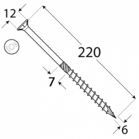 Wkręt ciesielski z łbem stożkowym 6mm - CS - karton DMX - 18