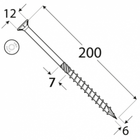 Wkręt ciesielski z łbem stożkowym 6mm - CS - karton DMX - 17