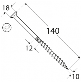 Wkręt ciesielski z łbem stożkowym 10mm - CS - karton DMX - 10