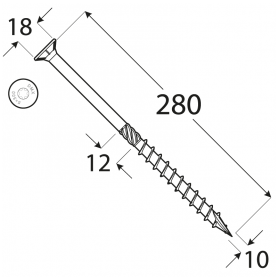 Wkręt ciesielski z łbem stożkowym 10mm - CS - karton DMX - 17