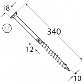 Wkręt ciesielski z łbem stożkowym 10mm - CS - karton DMX - 20