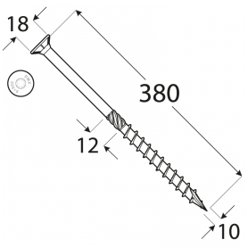 Wkręt ciesielski z łbem stożkowym 10mm - CS - karton DMX - 22