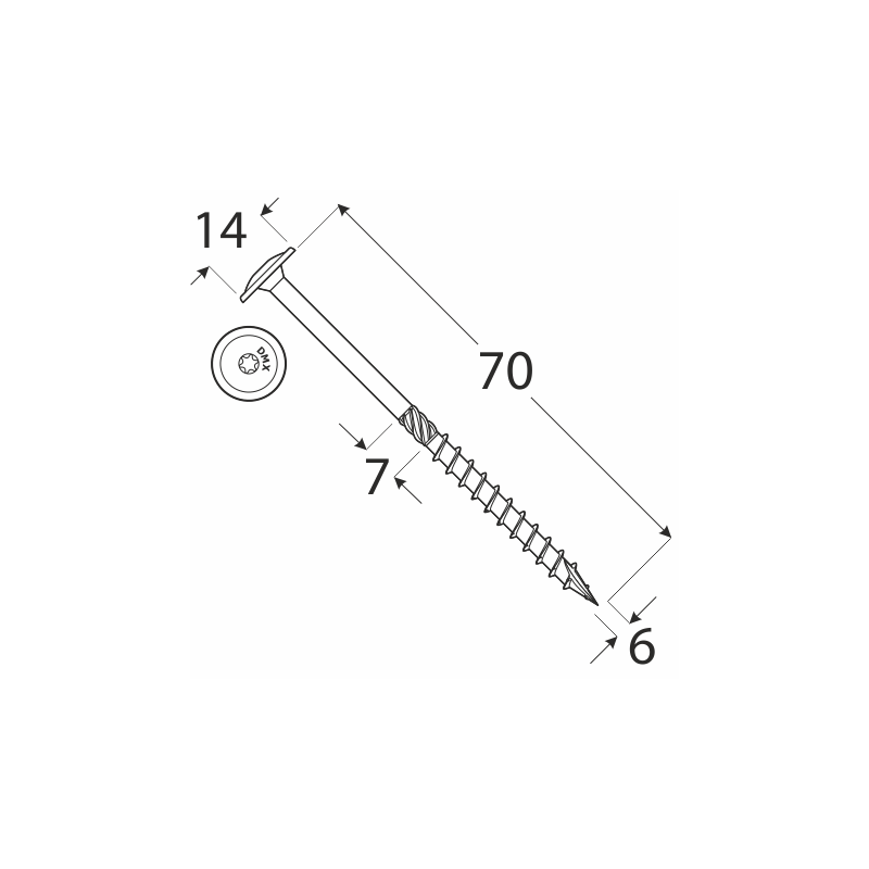 Wkręt ciesielski z łbem talerzowym 6mm - CT - karton DMX - 9