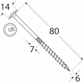 Wkręt ciesielski z łbem talerzowym 6mm - CT - karton DMX - 10