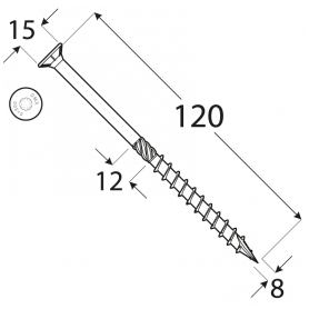 Wkręt ciesielski z łbem stożkowym 8mm - CS - karton DMX - 13