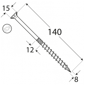 Wkręt ciesielski z łbem stożkowym 8mm - CS - karton DMX - 14