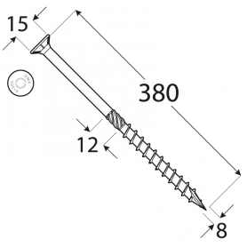 Wkręt ciesielski z łbem stożkowym 8mm - CS - karton DMX - 26