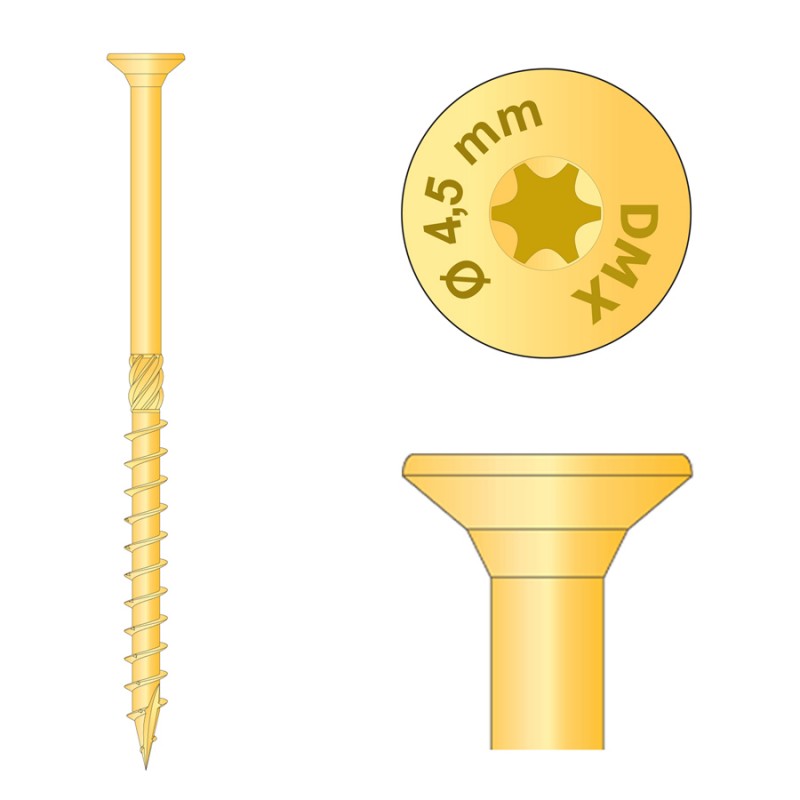 Wkręt ciesielski z łbem stożkowym 4,5 mm - CS - 200 szt DMX - 13