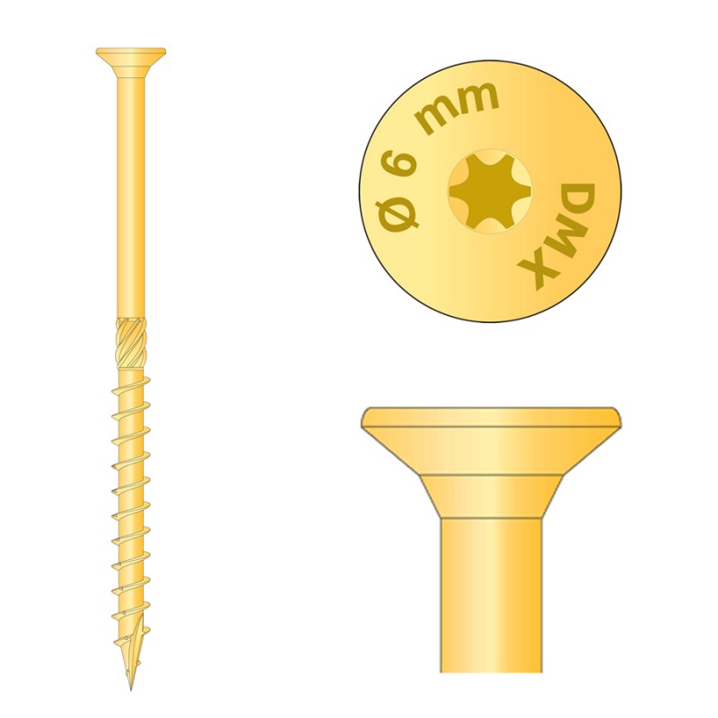 Wkręt ciesielski z łbem stożkowym 6mm - CS - karton DMX - 9